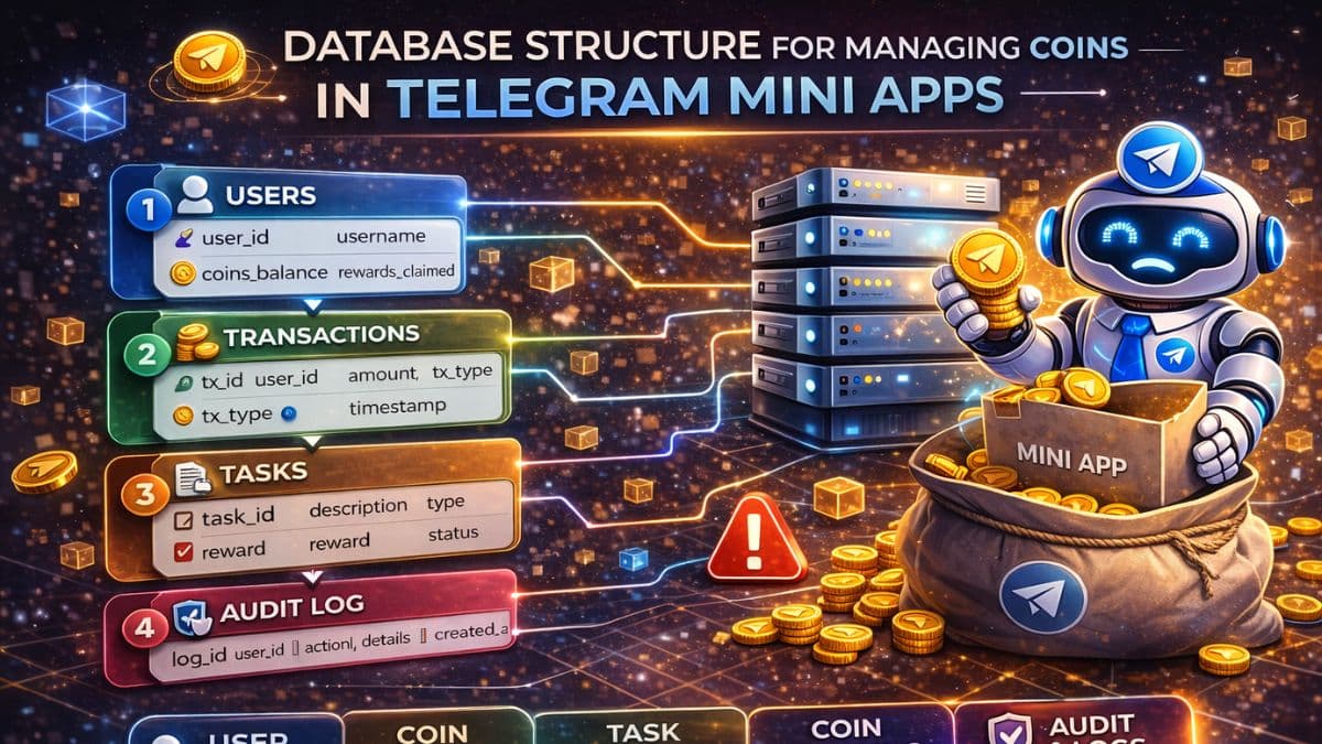 Database Structure for Managing Coins in Telegram Mini Apps